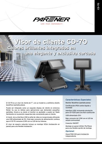 Visor de cliente CD-70 Visor de cliente CD-70 - Partner-tech.eu