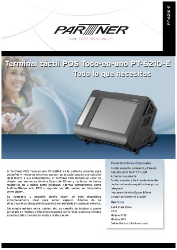 Terminal tÃ¡ctil POS Todo-en-uno PT-6210-E - Partner Tech