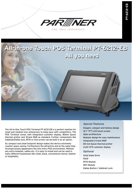 All-in-one Touch POS Terminal PT-6212-EB - Partner Tech