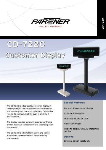 CD-7220 Customer Display - Partner-tech.eu