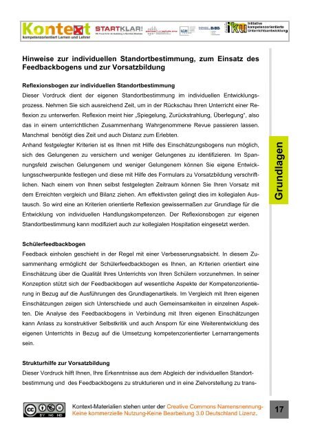 Grundlagen kompetenzorientierten Lehrens und Lernens