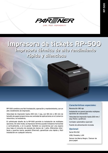 Impresora de tickets RP-500 Impresora de tickets RP ... - Partner Tech