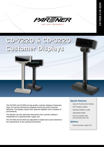 CD-7220 & CD-3220 Customer Displays CD-7220 ... - Partner Tech