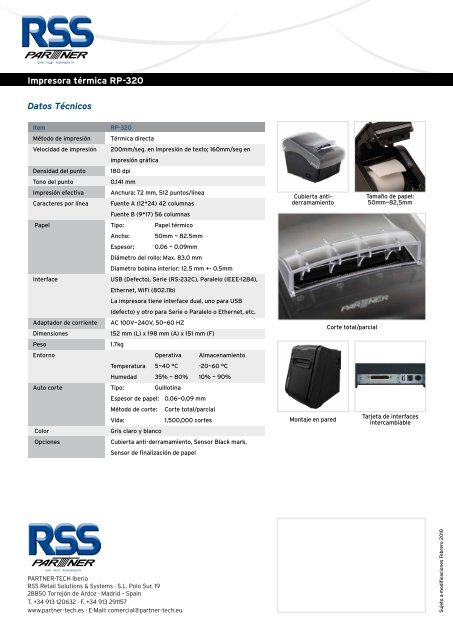 Impresora tÃ©rmica RP-320 Impresora tÃ©rmica RP-320 - Partner Tech