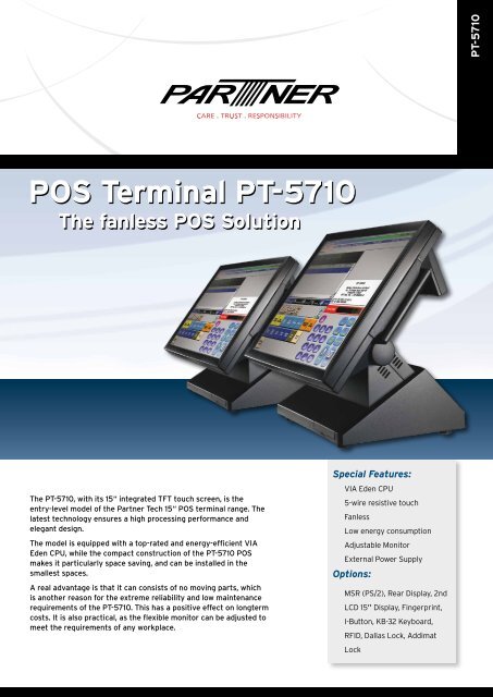 POS Terminal PT-5710 POS Terminal PT-5710 - Partner Tech