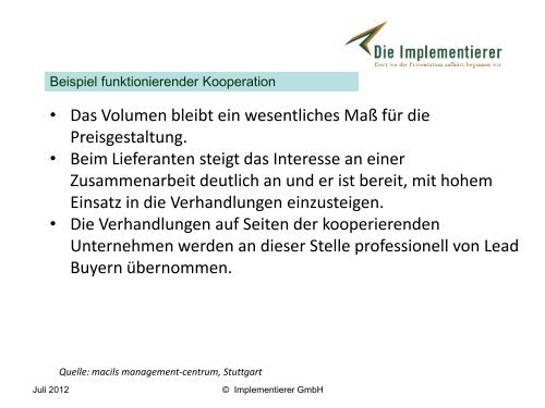 Kooperationsmanagement Einkauf plus X - partnering