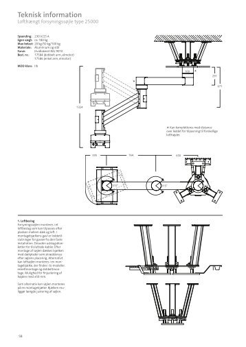 Lofthængt forsyningssøjle 25000, teknisk information - Fagerhult