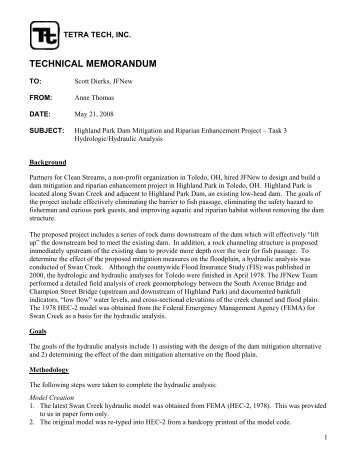 Highland Park Dam Mitigation Project Appendix C - Partners for ...