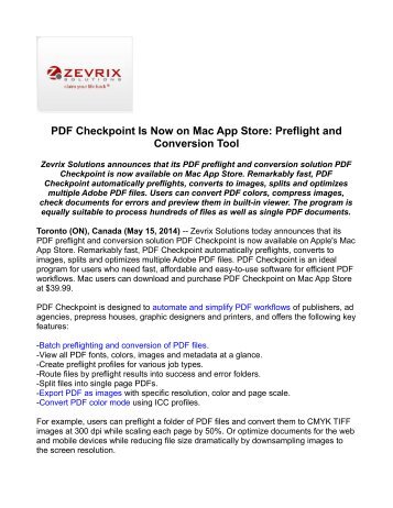PDF Checkpoint Is Now on Mac App Store: Preflight and Conversion Tool