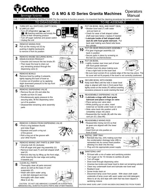 Operators G & MG & ID Series Granita