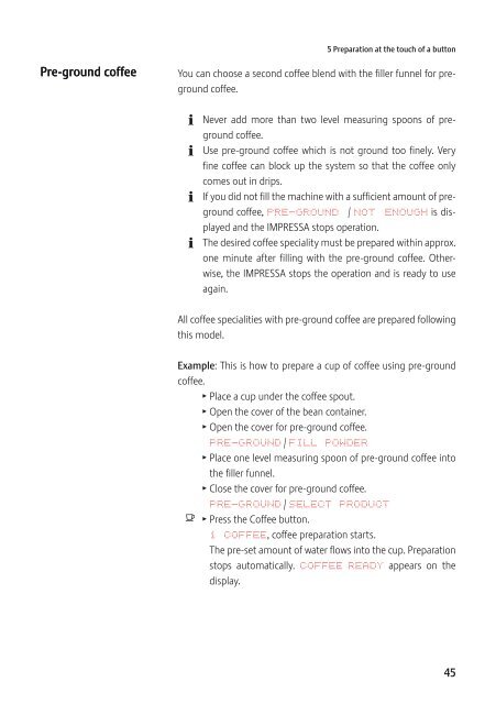 Instructions for Use, Manual JURA IMPRESSA Z5 - Esperanza