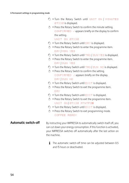 Instructions for Use, Manual JURA IMPRESSA Z5 - Esperanza