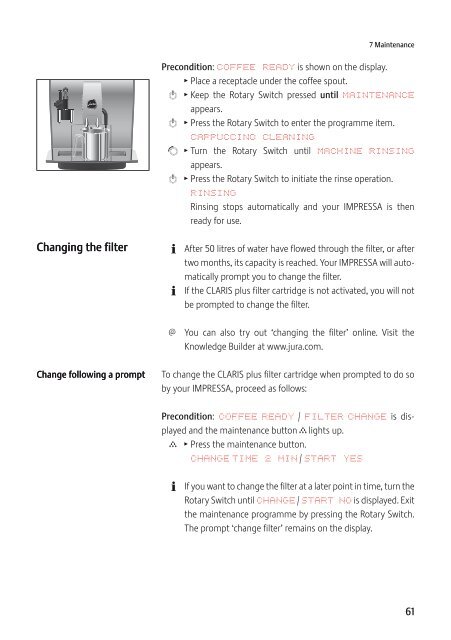 Instructions for Use, Manual JURA IMPRESSA Z5 - Esperanza