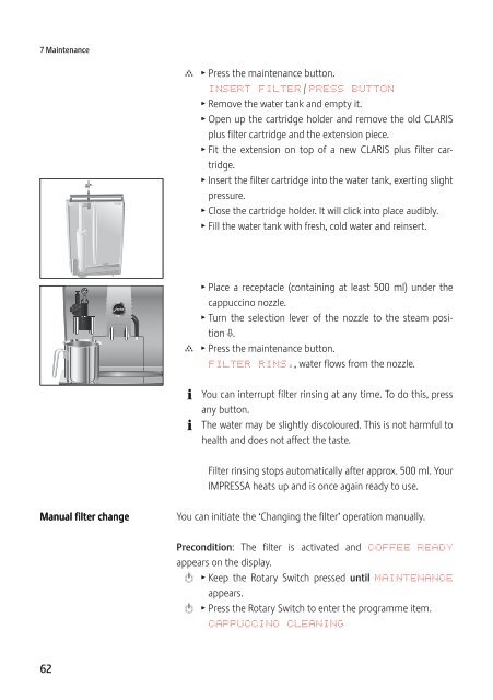 Instructions for Use, Manual JURA IMPRESSA Z5 - Esperanza