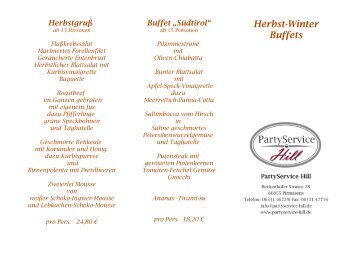 Herbst-Winter Buffets - Partyservice Hill