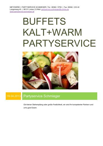 Buffets Partyservice kalt+warm.pdf - Partyservice Schmieger