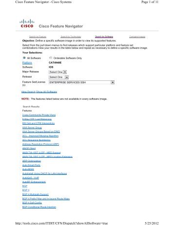Cisco Feature Navigator