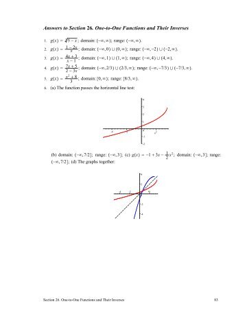 Answers to Section 26. One-to-One Functions and Their Inverses