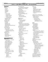 Unit 4 – LAB STRUCTURE LIST – Nervous System