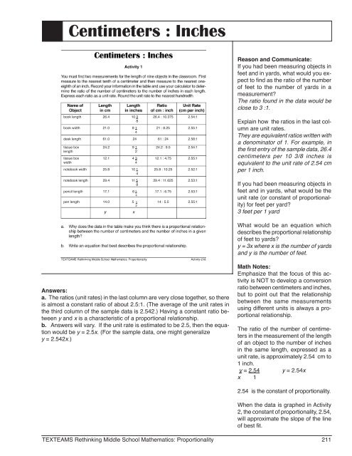 Centimeters : Inches