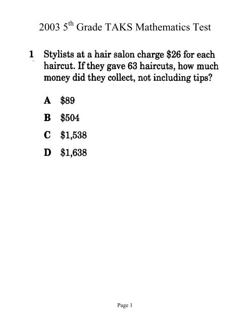 5th Grade Science Taks Test