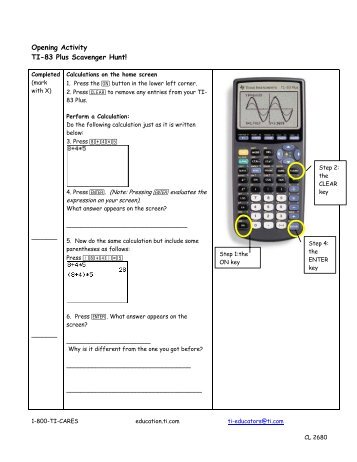 TI 83+ Scavenger Hunt