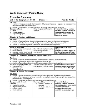 World Geography Pacing Guide