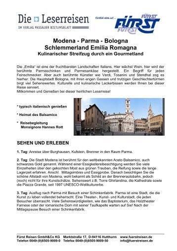 Modena - Parma - Bologna Schlemmerland Emilia Romagna