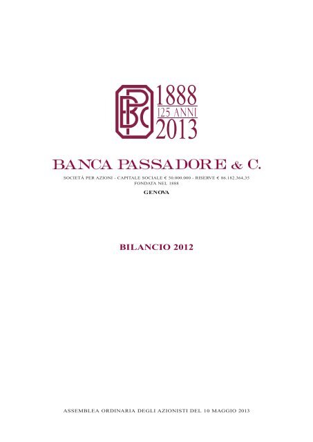 BILANCIO 2012 - Banca Passadore