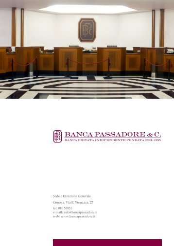 Sede e Direzione Generale Genova, Via E ... - Banca Passadore