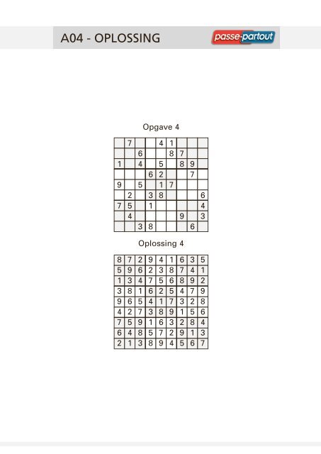 A01 - OPLOSSING - Passe-Partout