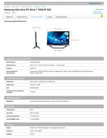 Samsung All-in-One PC Serie 7 700A7D A03 - Passiontec