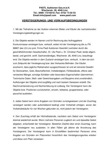 versteigerungs- und verkaufsbedingungen - Pastl Auktionen