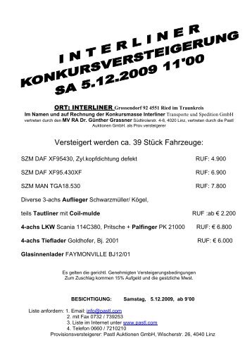 versteigerungsliste - Pastl Auktionen