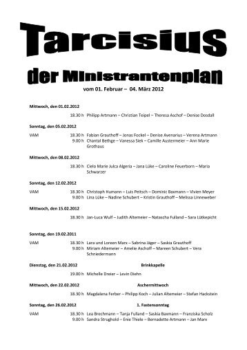 vom 01. Februar â 04. MÃ¤rz 2012 - Pastoralverbund SchloÃ Holte ...