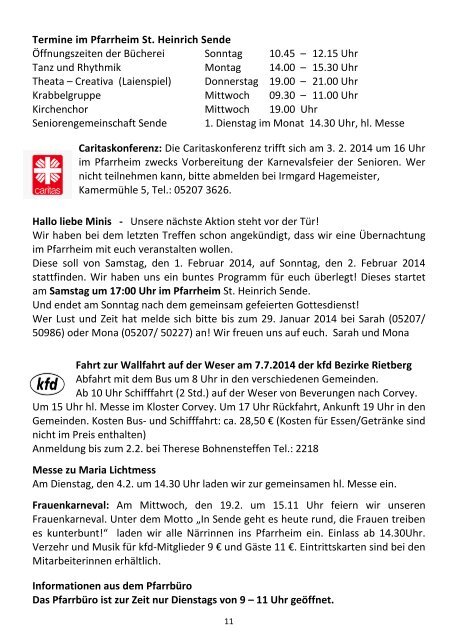 Sonntag, 9. Februar 2014 - Pastoralverbund Schloß Holte ...