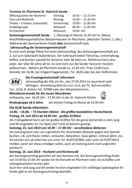 Sonntag, 23. Juni 2013 - Pastoralverbund SchloÃ Holte - Stukenbrock