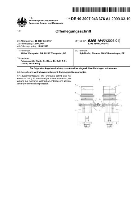 Antriebsvorrichtung mit Drehmomentkompensation