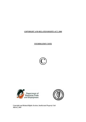 copyright and related rights act, 2000 information note - Irish Patents ...