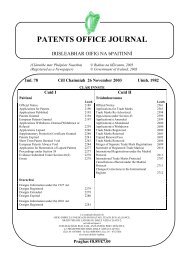 PATENTS OFFICE JOURNAL - Irish Patents Office