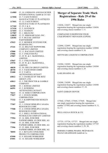 PATENTS OFFICE JOURNAL - Irish Patents Office