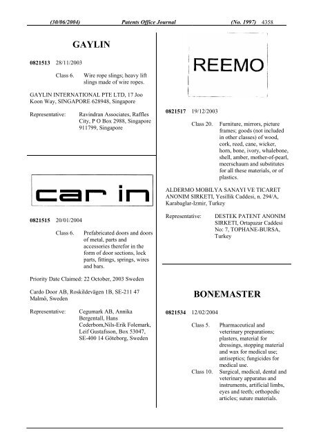 PATENTS OFFICE JOURNAL - Irish Patents Office