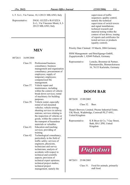 PATENTS OFFICE JOURNAL - Irish Patents Office