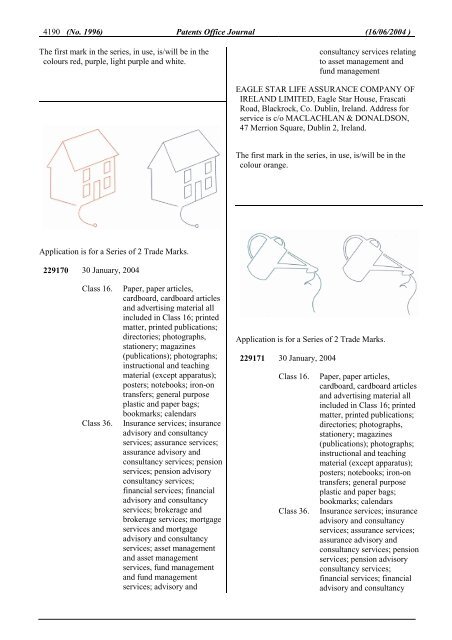 PATENTS OFFICE JOURNAL - Irish Patents Office