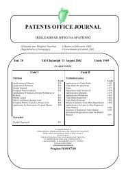 PATENTS OFFICE JOURNAL - Irish Patents Office