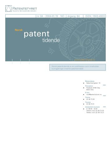 Norsk patenttidende nr 4 - 2004 - Patentstyret