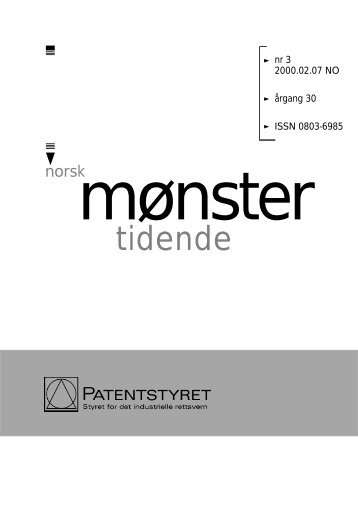 Norsk Mønstertidende nr 03 – 2000 - Patentstyret
