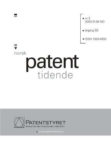 Norsk Patenttidende nr 2 - 2003 - Patentstyret