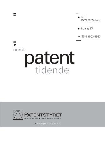 Norsk Patenttidende nr 9 - 2003 - Patentstyret