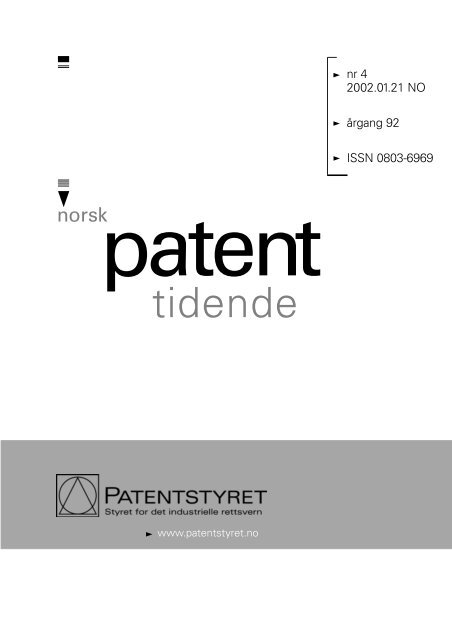 Norsk Patenttidende nr 04 - 2002 - Patentstyret